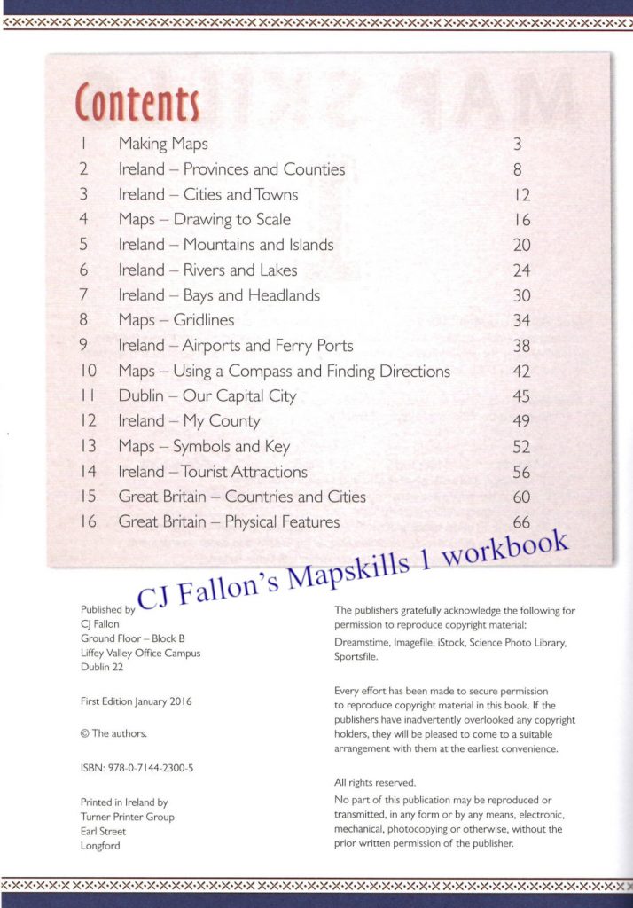 CJ Fallon’s Mapskills 1 workbook 