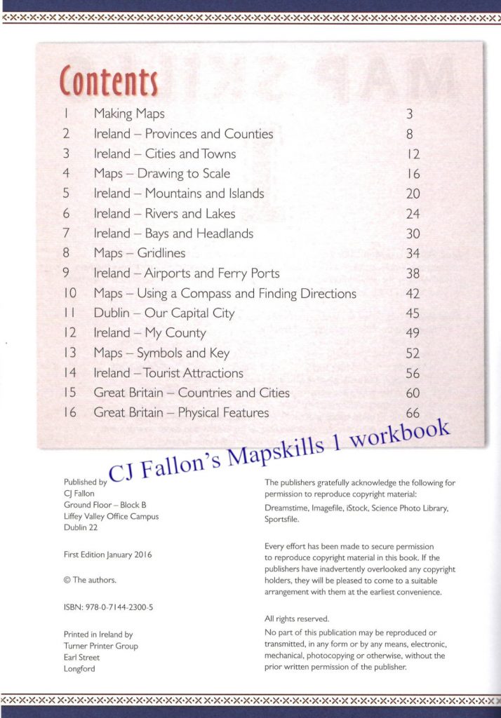 CJ Fallon’s Mapskills 1 workbook